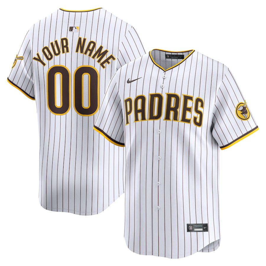 Men San Diego Padres Nike White Home Limited Custom MLB Jersey->->Custom Jersey